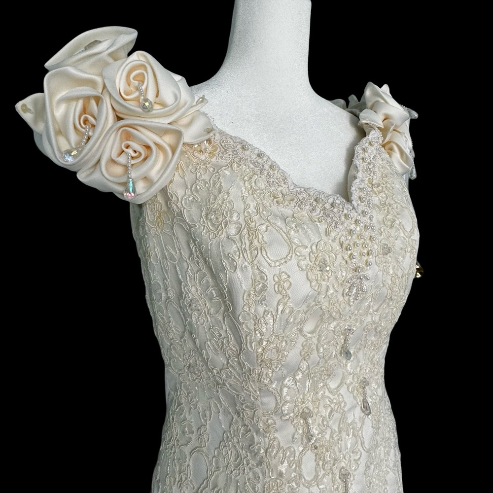 Elegant Lace Pearl Dress Sz Sm